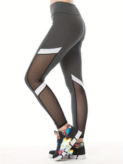 Stylish High Waist Mesh Stripe Leggings for Women