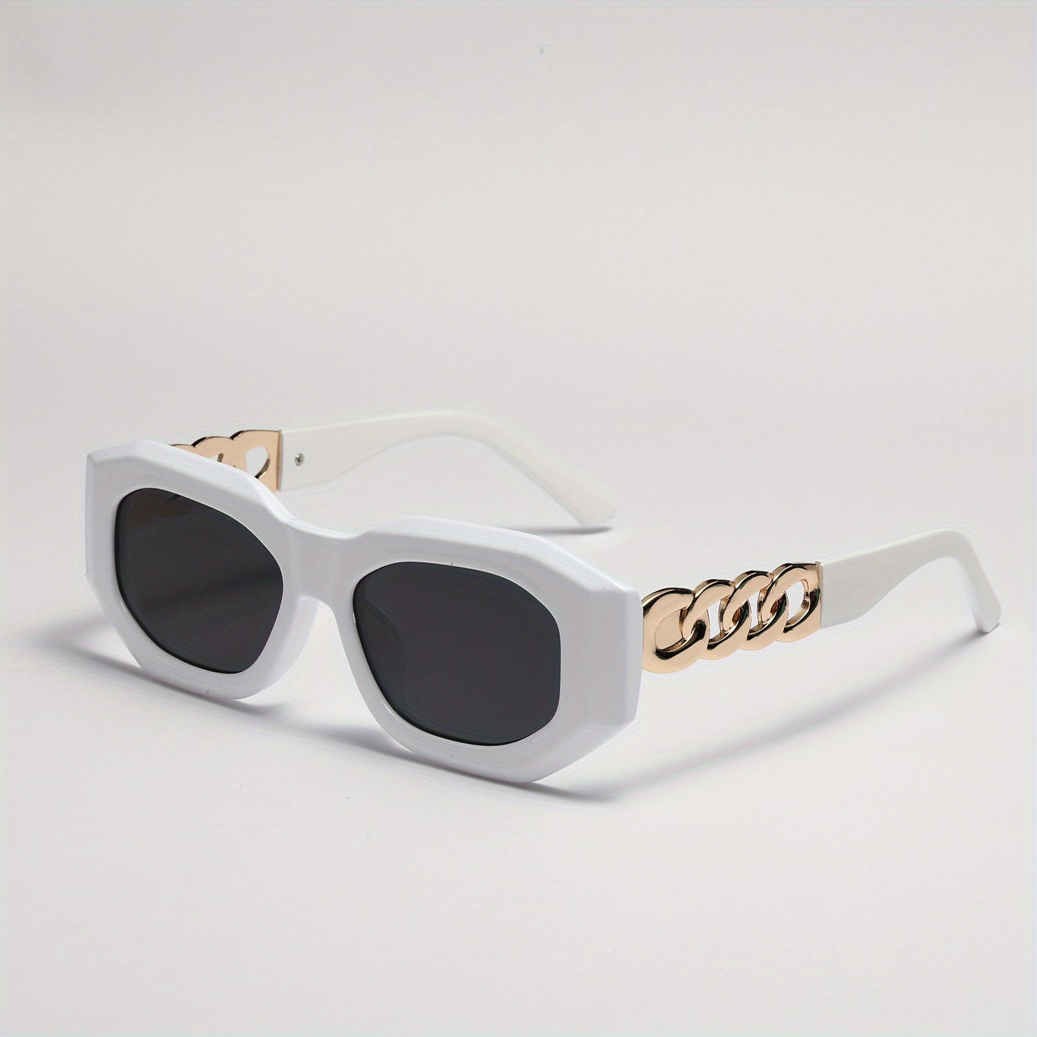 Large Geometric Sunglasses For Women Men Chain Charm Glasses UV400