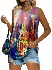 Casual Tank Top Round Neck High Stretch Tank Top