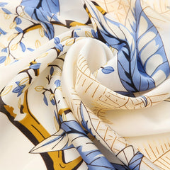 Leaf Print Bandana Satin Square Scarf Neckerchief Head Wrap