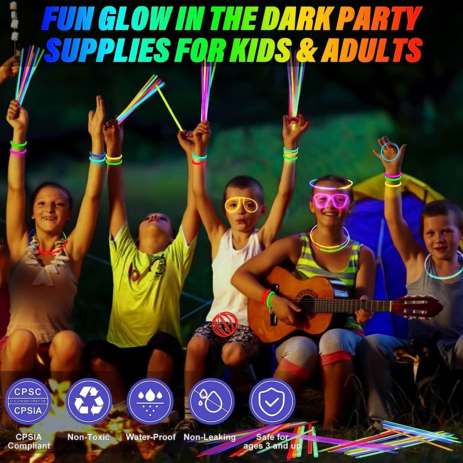 50pcs Glow Sticks Party Favors 7 Colors & Connectors for Necklace Balls Glasses