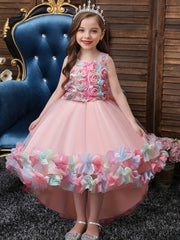 Girls Princess Dress Flowers Mesh Tutu Dress Performance Dress