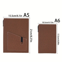 A5 Pocket Faux Leather PU Notepad for Students