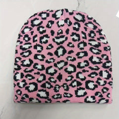Sport Knit Beanie Hat Leopard Jacquard Autumn Winter Warm Ski Cold Hat