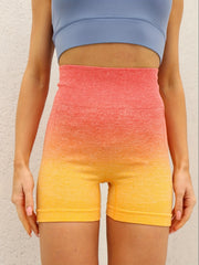 Gradient Yoga Shorts Women Tummy Control Exercise Cycling Activewear