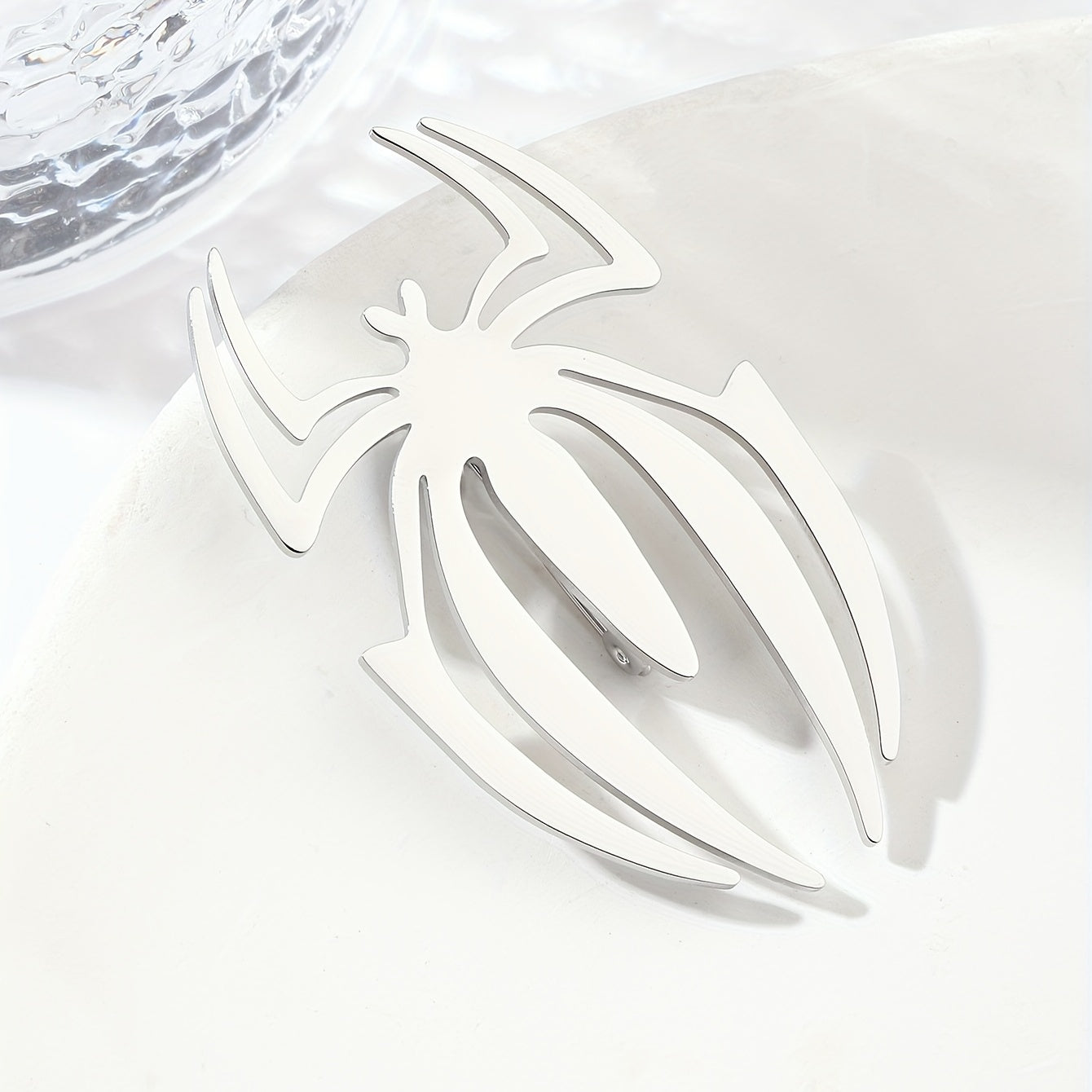 Steel Hollow Spider Brooch Silky Scarf Buckle Collar Pin