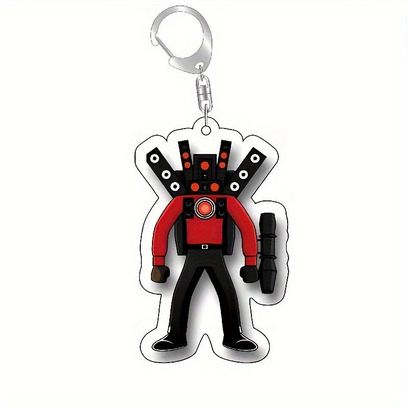 Funny Toilet Man TV Man Keychain Keyring Creative Bag Pendant Key Chain