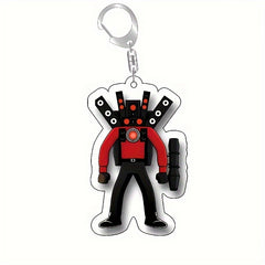Funny Toilet Man TV Man Keychain Keyring Creative Bag Pendant Key Chain