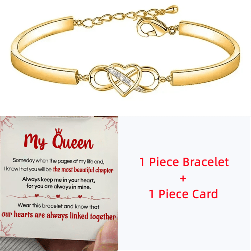 Queen Heart Infinity Bangle Bracelet Gift Card Birthday Christmas Anniversary