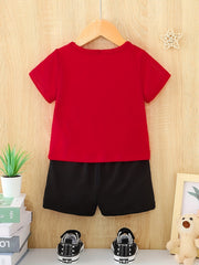2pcs Baby Casual Daddy Look T shirt & Shorts Set