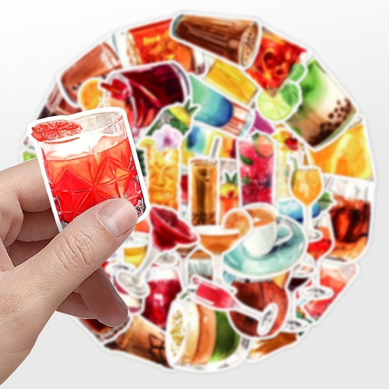 50pcs Watercolor Cocktail Sticker Pack Waterproof Vinyl Graffiti Decals