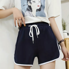 Women's Block Shorts Casual Elastic Loose Summer Beach Yoga Shorts