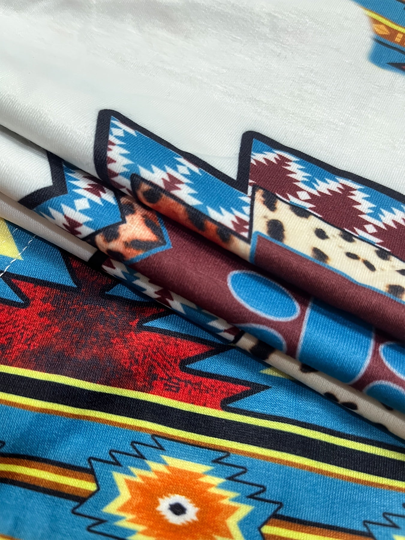 Ethnic Print Kangaroo Pocket Hoodie Long Sleeve Drawstring Hoodies
