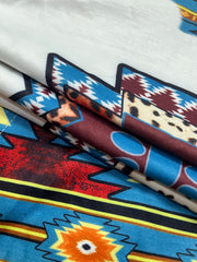 Ethnic Print Kangaroo Pocket Hoodie Long Sleeve Drawstring Hoodies
