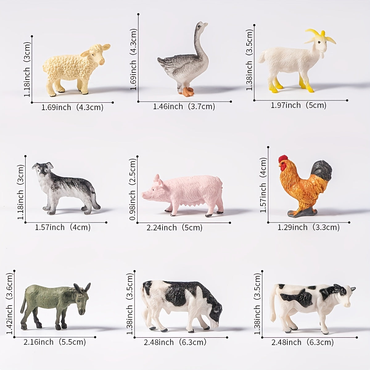 12pcs Mini Farm Animal Plastic Toys, Lifelike Farm Animal Figurines for Garden