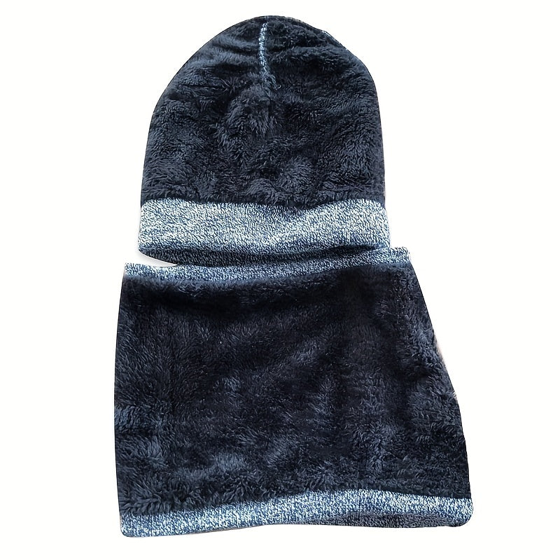 Winter Hat Gloves Scarf Set Plush Fleece Wool Cap