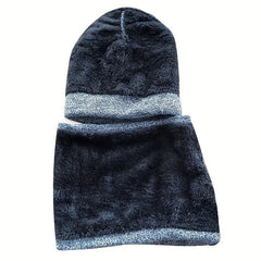 Winter Hat Gloves Scarf Set Plush Fleece Wool Cap