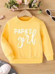 Girls Papa's Girl Letter Graphic Crew Neck Sweatshirt