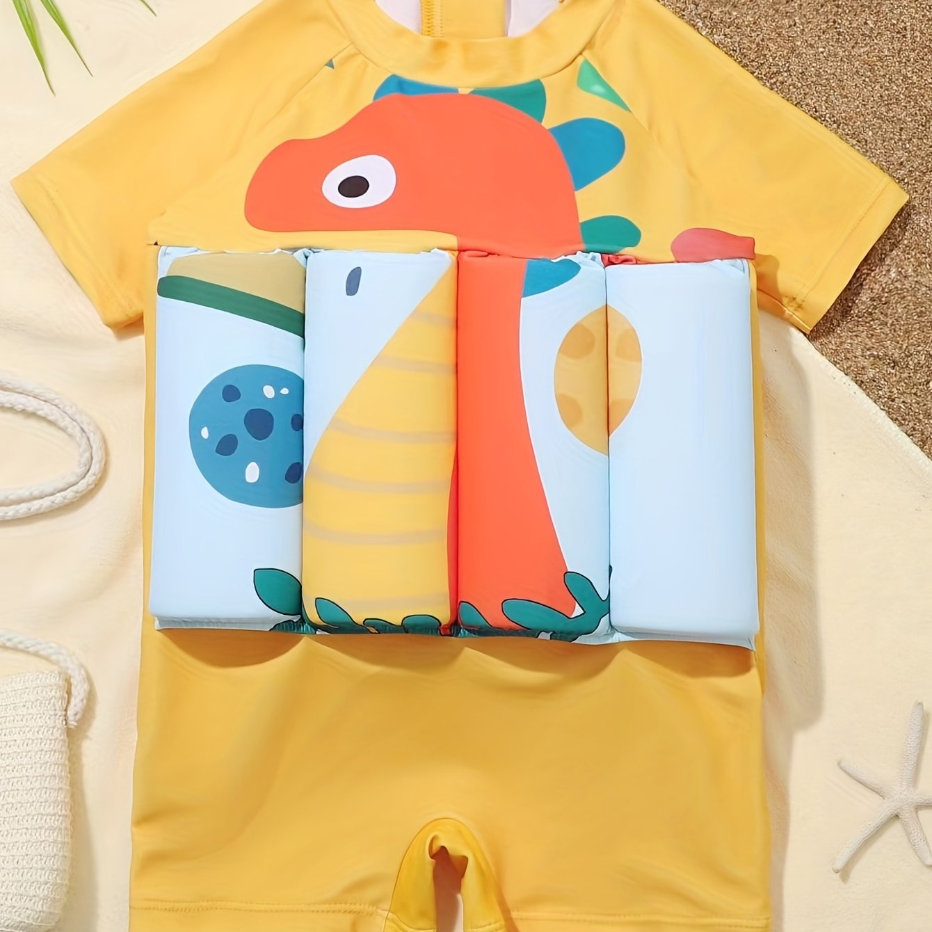 Dino Print Baby Boys Swimsuit with Buoyancy
