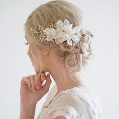 Crystal Flower Faux Pearl Beaded Hair Comb Pin Bridal Wedding Party Favor