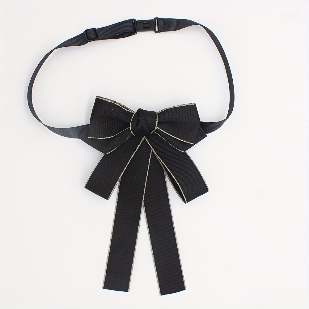Solid Classic Bow Tie Layer Bowknot Adjustable Necktie For Women