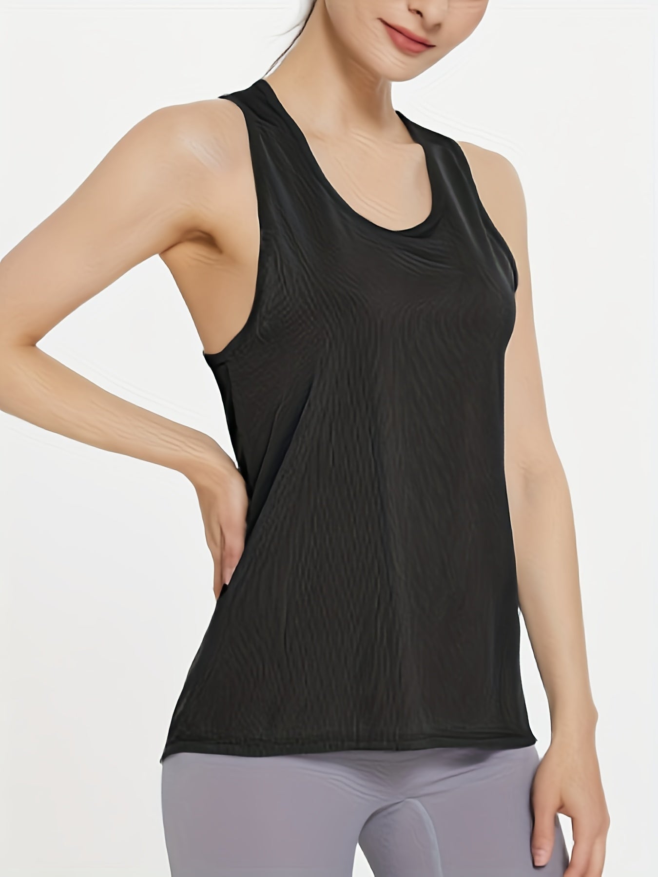 U Neck Tank Top Sports Fitness Yoga Running Sleeveless Top Women's Activewear