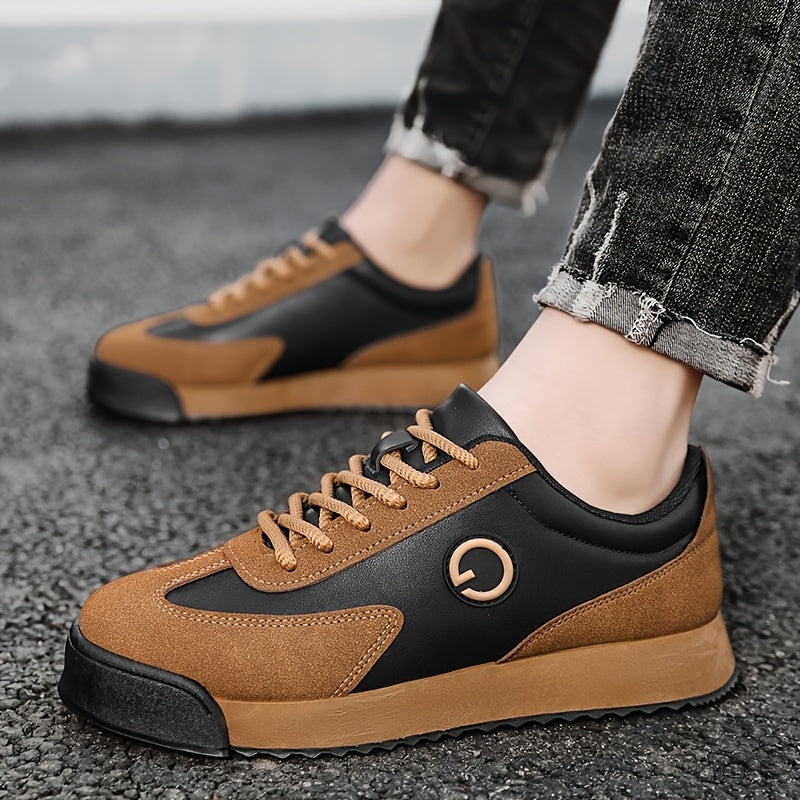 Men's Vintage Colour Block Sneakers Non Slip Lace Up Casual Shoes