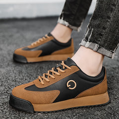 Men's Vintage Colour Block Sneakers Non Slip Lace Up Casual Shoes