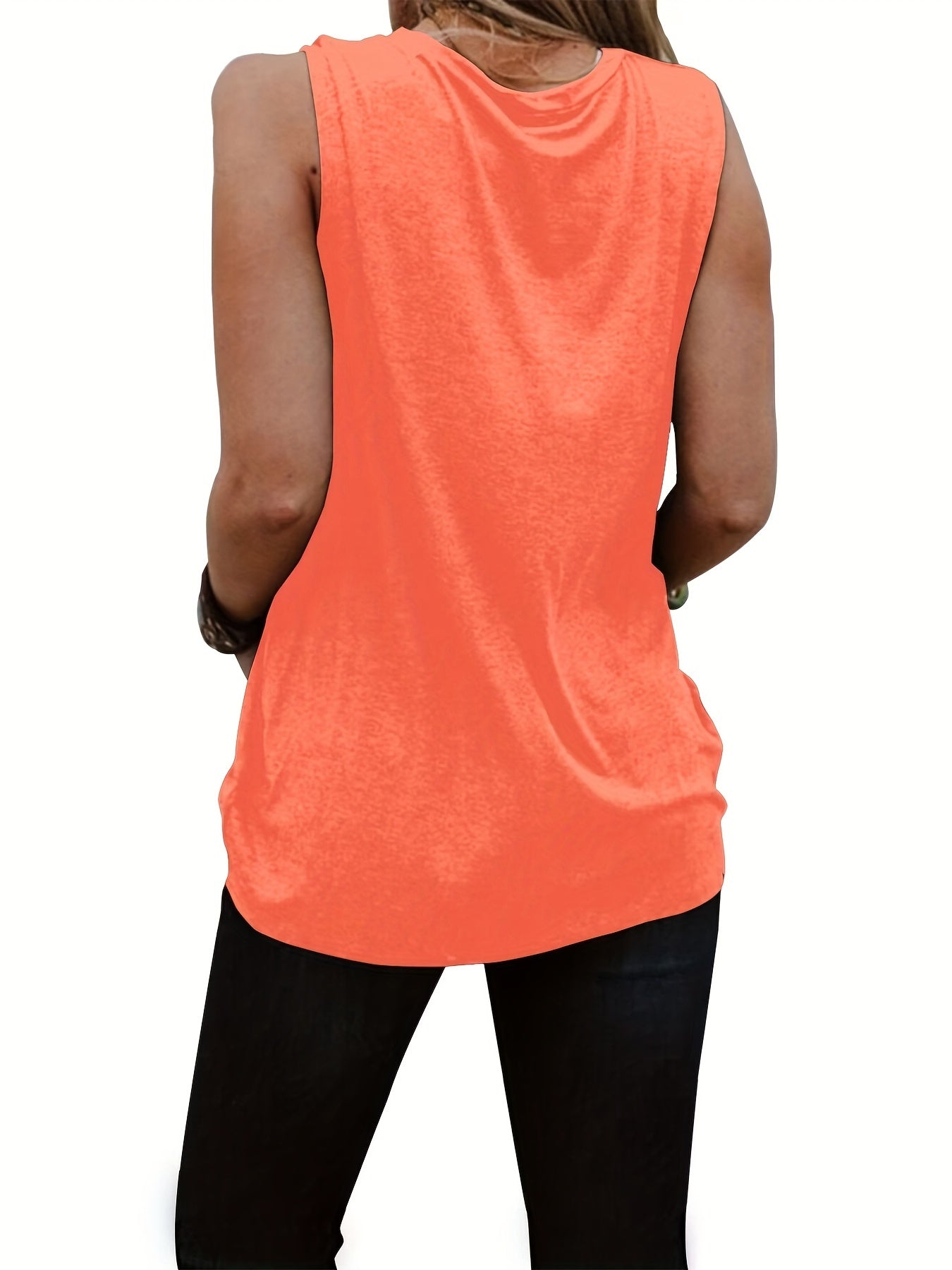 Anchor & Letter Print Tank Top Crew Neck Summer Tank Top