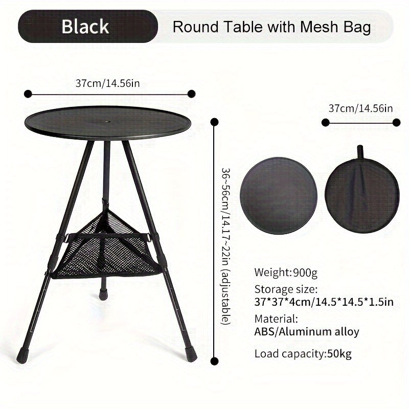 WESTTUNE Camping Round Table With Light Stand Ultralight Portable Folding Table
