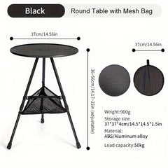 WESTTUNE Camping Round Table With Light Stand Ultralight Portable Folding Table