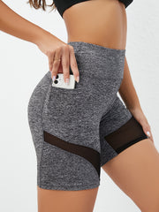 Women's Mesh Insert Sports Shorts for Cycling Yoga High Waist Butt Lifting
