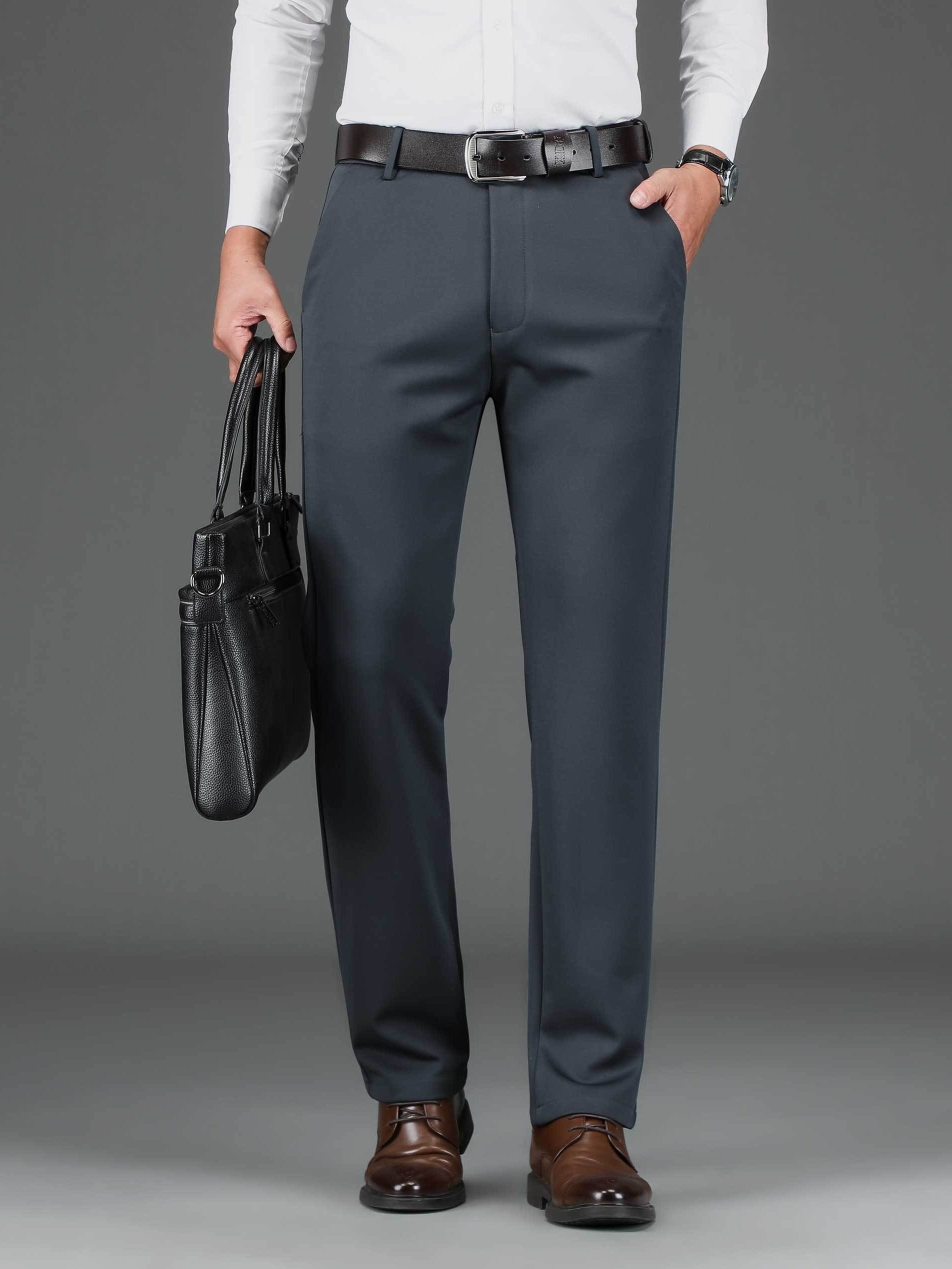 Men's Formal Solid Stretch Dress Pants for Business