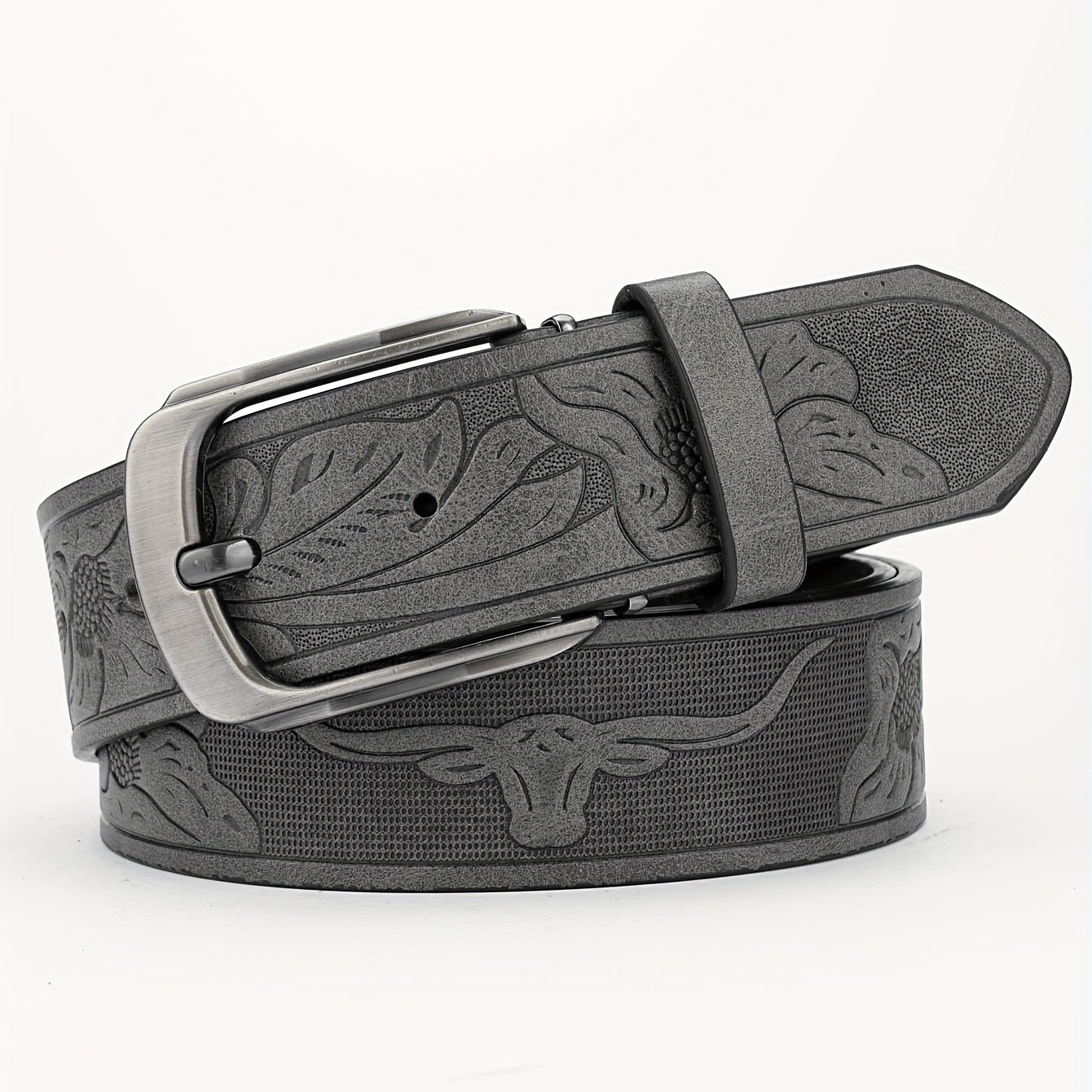 Alloy Pin Buckle PU Striped Belt Accessory For Men