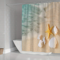 Coastal Beach Shower Curtain Set with Non Slip Bath Mat and Rug Soft Fabric