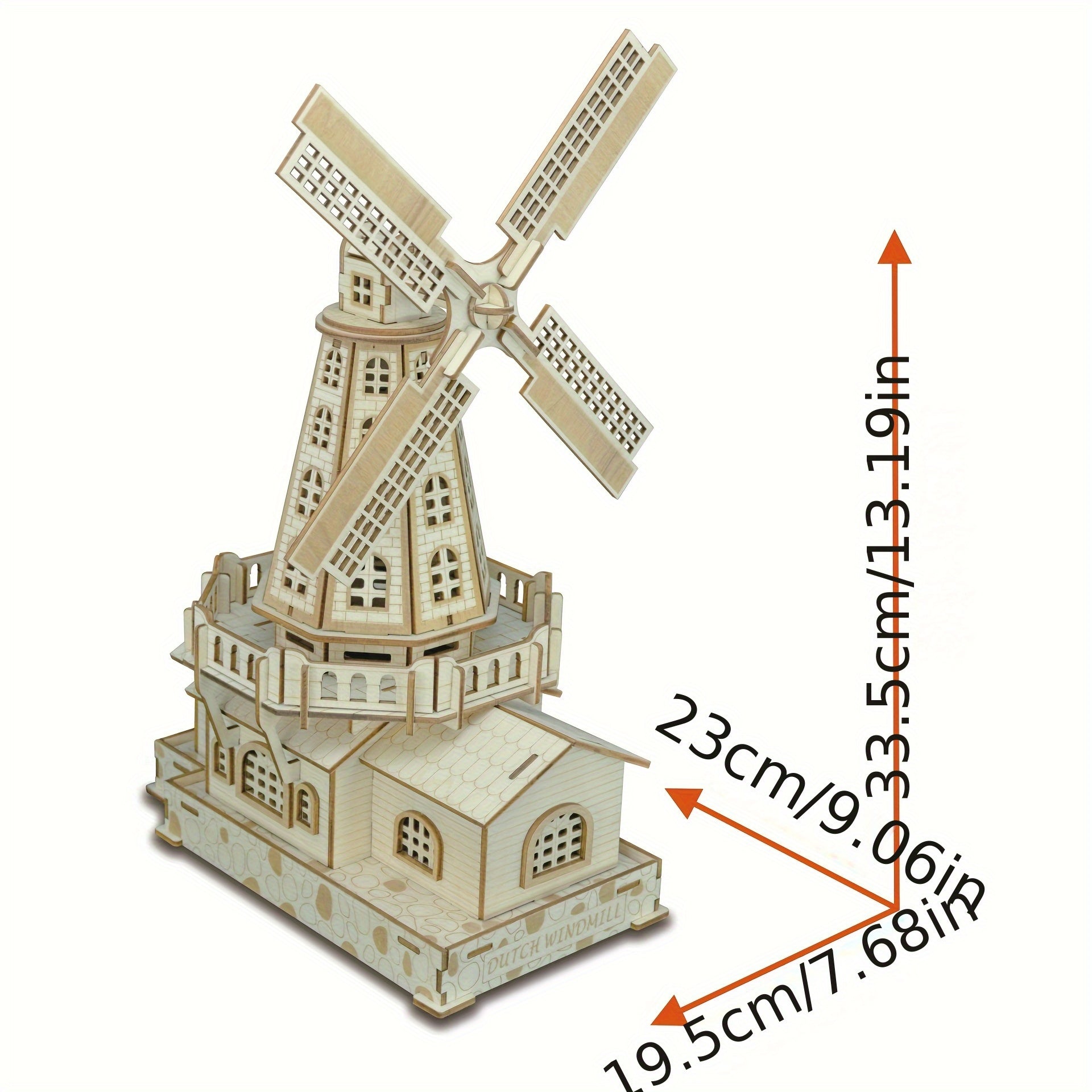 Intricate 3D Wooden Puzzle Windmill Model Kit with Detailed Skills