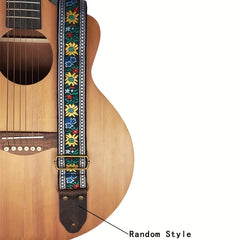 Adjustable Guitar Strap with Embroidered Design