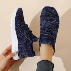 Women's Knitted Sneakers Lace Up Low Top Tennis Shoes