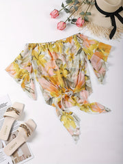 Floral Off Shoulder Ruffle Blouse for Women