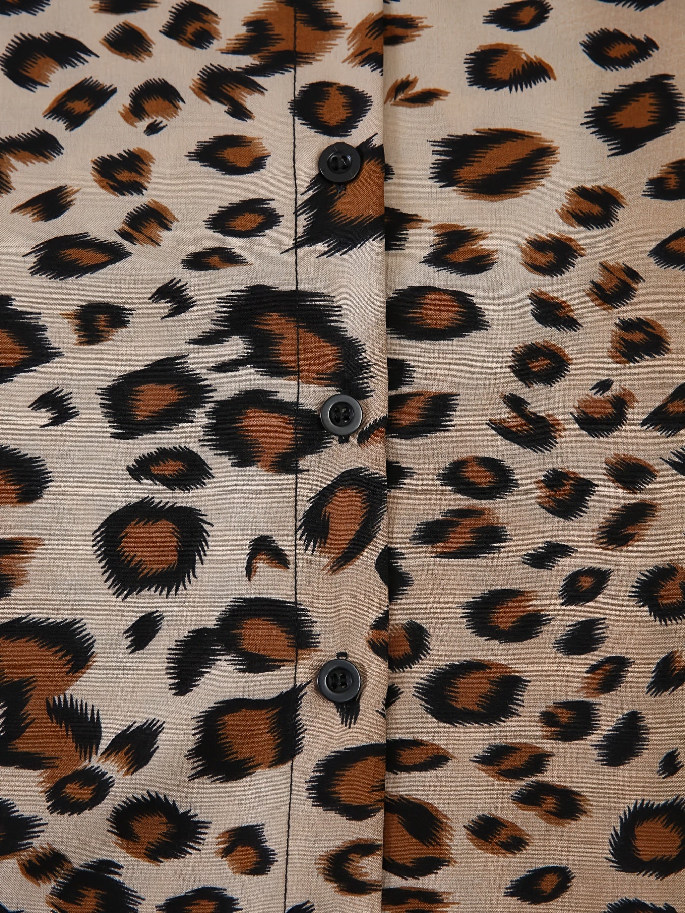 Leopard Print Long Sleeve Shirt Plus Size