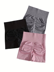 3pcs High Waist Yoga Shorts for Women
