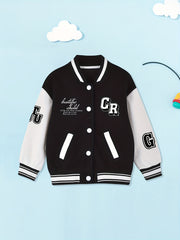 Boys Letter Print Varsity Jacket Long Sleeve