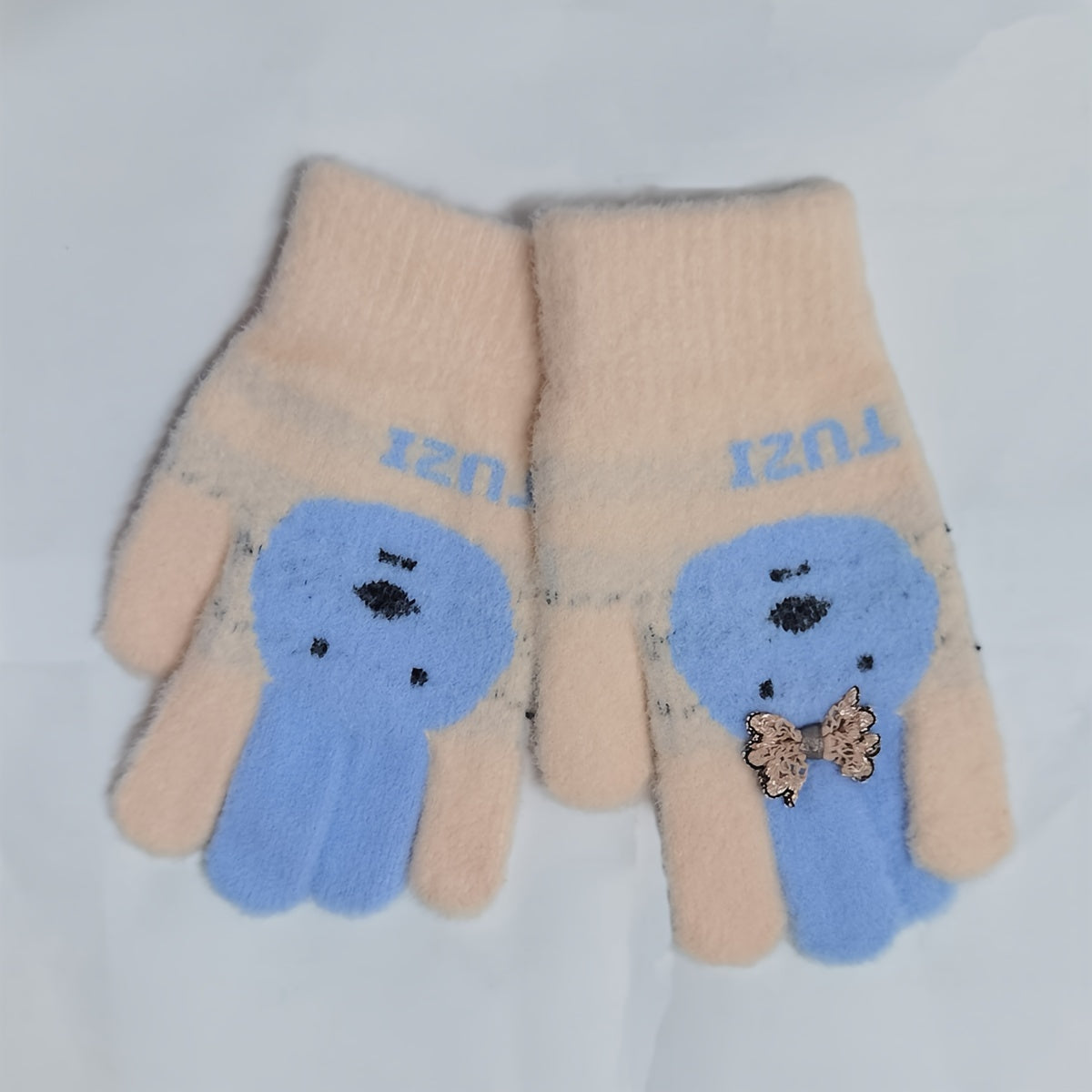 Kids Winter Gloves Cute Rabbit Design Warm Gloves for 3-6 Years