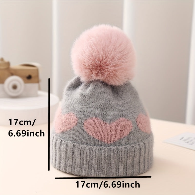 Winter Baby Hat Jacquard Love Knitted Hat Double Layer Thickened Beanie Hat