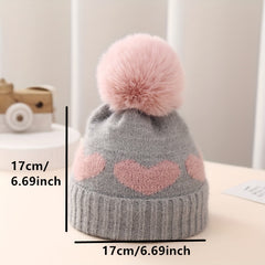 Winter Baby Hat Jacquard Love Knitted Hat Double Layer Thickened Beanie Hat