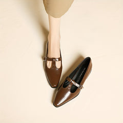 Chunky Low Heel Mary Shoes Buckle Strap Comfortable Walking Shoes
