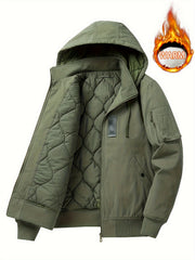 Men's Hooded Soft Shell Jacket Vintage Casual Warm Jacket