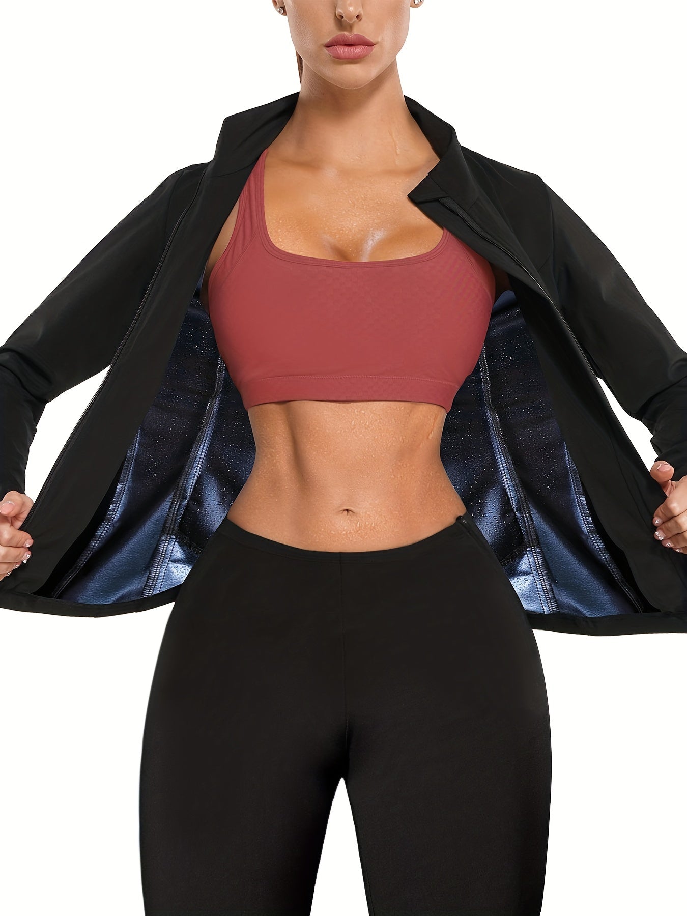 Women's Sauna Sweat Suit Waist Trainer Slimming Body Shaper Long Sleeve