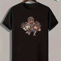 Anime Character Print Men's Graphic T-shirt for Summer