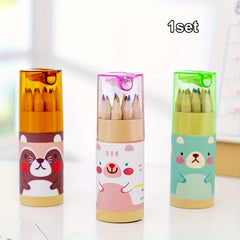 Bear Pencils Creative Stationery 8 Colored Pencils Long with Cover And Sharpener